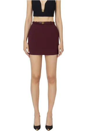Elisabetta Franchi Nederdel, Dame, Rød, XS, Uld, Crepé Mini Nederdel med Broderi