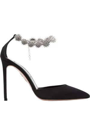 Aquazzura Sko, Dame, Sort, 40 EU, Uld, Sorte krystalpyntede højhælede sko