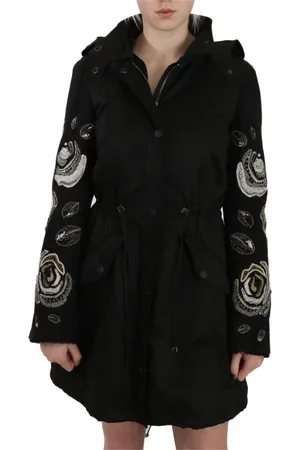 John Richmond Frakke, Dame, Sort, XS, Bomuld, Hætte Parka Jakke