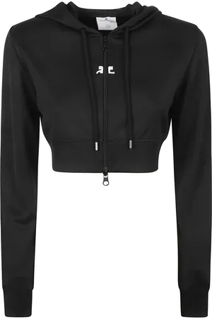 Courrèges Sweathshirts & Hoodies, Dame, Sort, S, Uld, Sorte Sweaters - Cropped Jakke