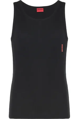 HUGO BOSS Top, Herre, Sort, 2XL, Bomuld, Ribbet Bomuld Tank Top Sæt