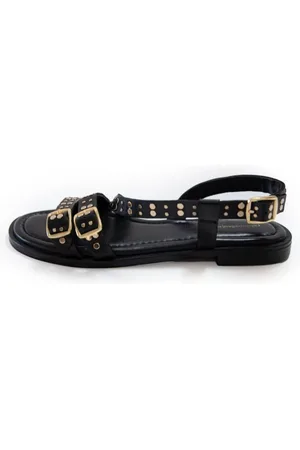 Copenhagen Shoes Sko, Dame, Sort, 40 EU, Uld, Lædersandaler med guld nitter