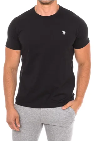 U.S. Polo Assn. Top, Herre, Sort, 2XL, Bomuld, Kortærmet T-shirt med Ribbed Finish