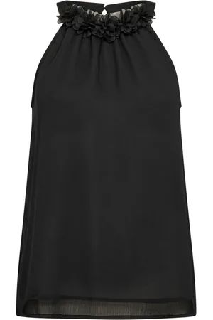 Cream Top, Dame, Sort, M, Pitch Feminin Top med Halsdetaljer