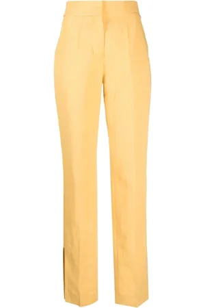 Jacquemus Bukser, Dame, Gul, S, Linned, Højtaljede Linnedblandingsbukser