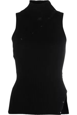 Courrèges Strik, Dame, Sort, M, Uld, Sort Strikærmebluse Uden Ærmer