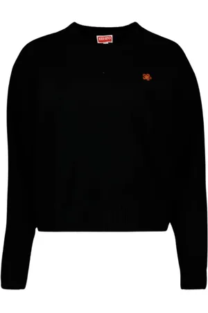 Kenzo Strik, Dame, Sort, M, Uld, Boke Flower Langærmet Sweater