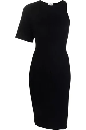 Courrèges Kjole, Dame, Sort, M, Sort Asymmetrisk Strik Kjole