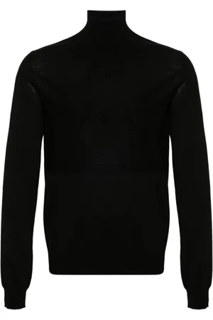 Jil Sander Strik, Herre, Sort, XL, Uld, Finstrikket Rullekrave Sweater