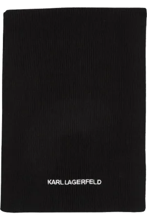 Karl Lagerfeld Tilbehør, unisex, Sort, ONE SIZE, Uld, Langt sort tørklæde med Essential Logo