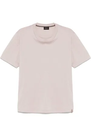 BRIONI Top, Herre, Grå, L, Læder, Grå Crewneck T-shirt med læderlogo