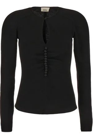 Isabel Marant Top, Dame, Sort, XS, Uld, Langærmet Bluse med Lige Kant