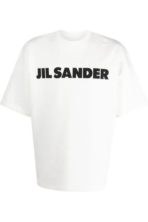 Jil Sander Top, Herre, Hvid, XL, Bomuld, Logo Print T-Shirt