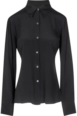 Jucca Bluser & Skjorter, Dame, Sort, S, Georgette Skjorte med Spids Krave