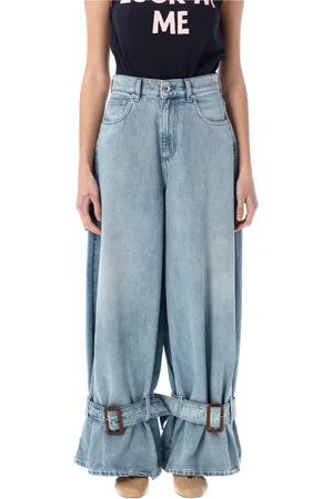 J.W.Anderson Jeans, Dame, Blå, W26, Bomuld, Lyseblå Jeans med Spænder ved Anklerne
