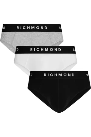 John Richmond Undertøj, Herre, Sort, XL, Bomuld, Tripack lavtaljede hvide bomulds ribtrusser