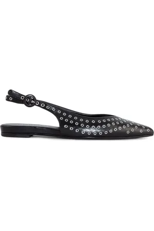 HALMANERA Sko, Dame, Sort, 37 EU, Læder, Sort Læder Flade Slingback Sko