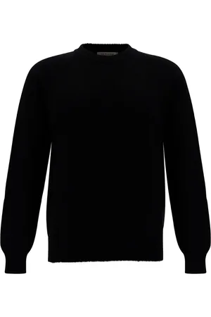 LA FILERIA Strik, Herre, Sort, M, Uld, Sort Cashmere Uld Crewneck Sweater