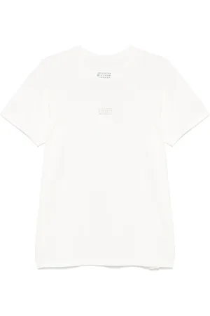 Maison Margiela Top, Herre, Hvid, L, Bomuld, Hvid Bomulds T-shirt med Logostempel