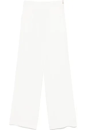 Patrizia Pepe Bukser, Dame, Hvid, S, Polyester, Brede Hvide Bukser til Moderne Kvinder