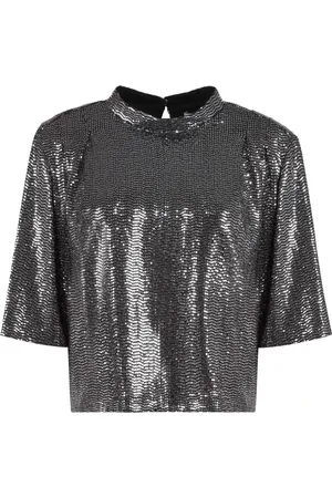 Isabel Marant Bluser & Skjorter, Dame, Grå, XS, Uld, Sequined Bluse med Nøglehul bagpå