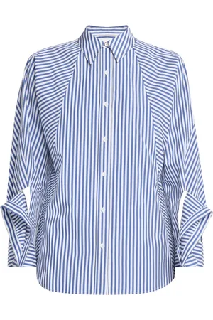 3.1 Phillip Lim Bluser & Skjorter, Dame, Blå, XS/S, Bomuld, Blå Stribet Skjorte Oversized Klassisk Krave