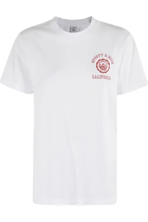 Sporty & Rich Top, Dame, Hvid, M, Bomuld, California Emblem T-shirt Hvid Kortærmet