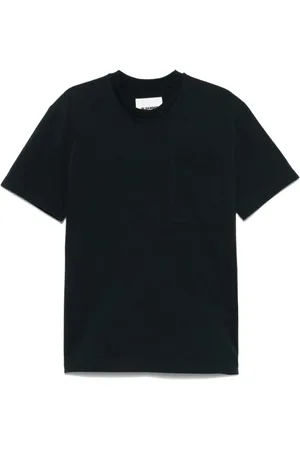 Jil Sander Top, Herre, Sort, M, Bomuld, Blå Bomuld Crewneck T-shirt med Lomme