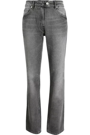 Courrèges Jeans, Dame, Grå, W26, Bomuld, Grå Straight Leg Broderede Jeans