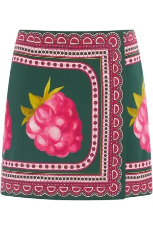 La DoubleJ Nederdel, Dame, Flerfarvet, M, Satin, Romantisk Hindbærprint Mini Nederdel
