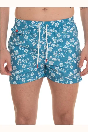 Kiton Badetøj, Herre, Flerfarvet, M, Uld, Boardshorts med blade og elastisk talje