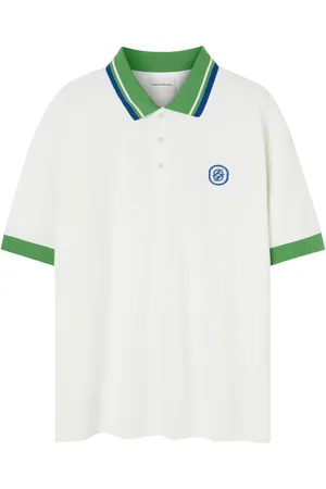 Drôle de Monsieur Top, Herre, Hvid, XL, Beige Polo med Grøn Krave
