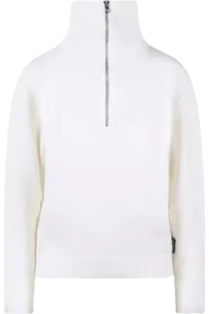 Courrèges Strik, Dame, Hvid, M, Uld, Hvid Uld Logo Sweatshirt