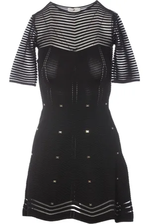 Elisabetta Franchi Kjole, Dame, Sort, XS, Studded Chevron Mini Kjole