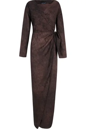Cortana Kjole, Dame, Rød, XL, Malaysia, burgunder jacquard wrap kjole