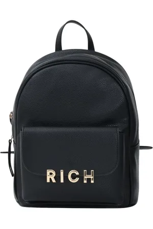 John Richmond Taske, Dame, Sort, ONE SIZE, Sort rygsæk med gyldent metallogo
