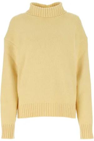 Jil Sander Strik, Dame, Gul, XS, Cashmere, Oversize Cashmere Turtleneck