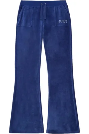 Juicy Couture Bukser, Dame, Blå, M, Bomuld, Logo Broderede Vide Bukser