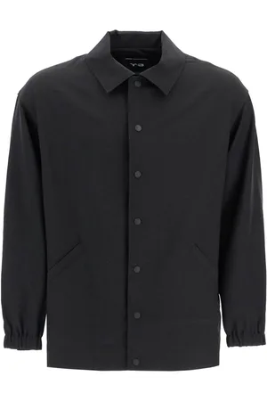 Y-3 Jakke, Herre, Sort, S, Polyester, Stribet overskjorte med trykknapper