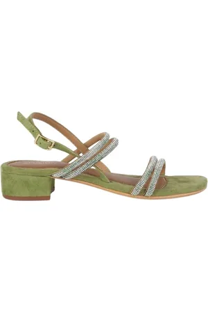 Coral Blue Sko, Dame, Grøn, 39 EU, Uld, Stilfulde Sandaler til Sommeren