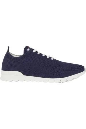 Kiton Sko, Herre, Blå, 42 EU, Bomuld, Navy Strikkede Sneakers
