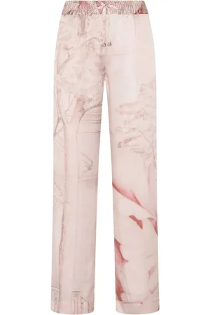 Kiton Bukser, Dame, Lyserød, 2XS, Uld, Silkehave Print Bukser