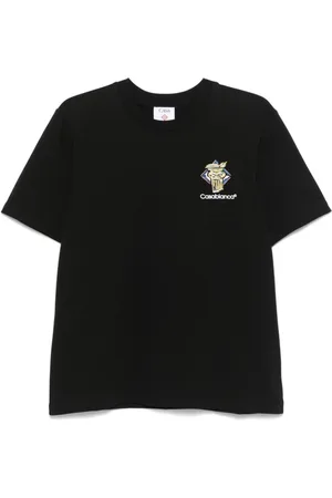 Casablanca Top, Herre, Sort, 2XL, Sort Logo Print Crew Neck T-shirt