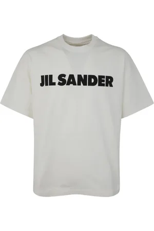 Jil Sander Top, Herre, Hvid, S, Bomuld, T-shirt med trykt logo og rund hals