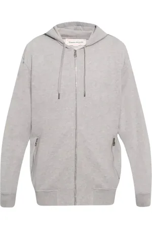 Alexander McQueen Sweathshirts & Hoodies, Dame, Grå, XL, Bomuld, Grå Hættetrøje med Lynlås
