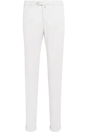 Kiton Bukser, Herre, Hvid, W42, Stretch Cotton Slim Fit Bukser