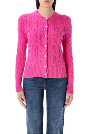 Ralph Lauren Strik, Dame, Lyserød, L, Bomuld, Cable-Knit Cardigan