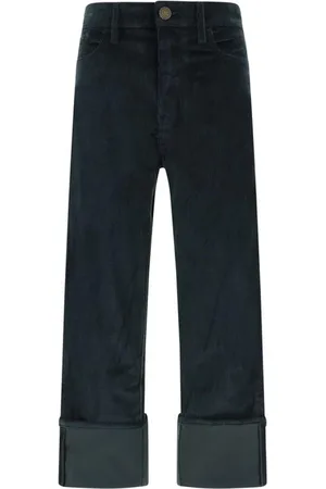 Jacob Cohen Bukser, Dame, Grøn, W29, Bomuld, Corduroy Five-Pocket Bukse med Høj Kant