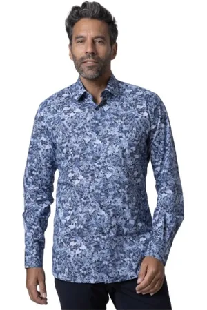 Karl Lagerfeld Skjorte, Herre, Blå, 2XL, Skjorte med blomstermønster