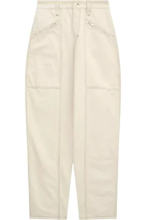 Isabel Marant Bukser, Dame, , XS, Bomuld, Højtaljede Ecru Jeans